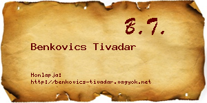 Benkovics Tivadar névjegykártya